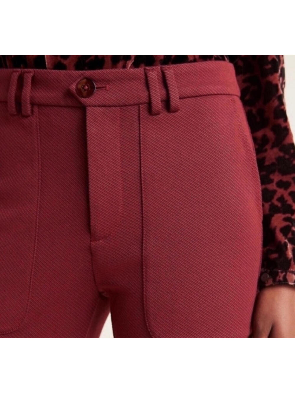 Anthropologie Essential Twill Trouser Wide Leg Pants Retro Chic Workwear - Picture 2 of 8